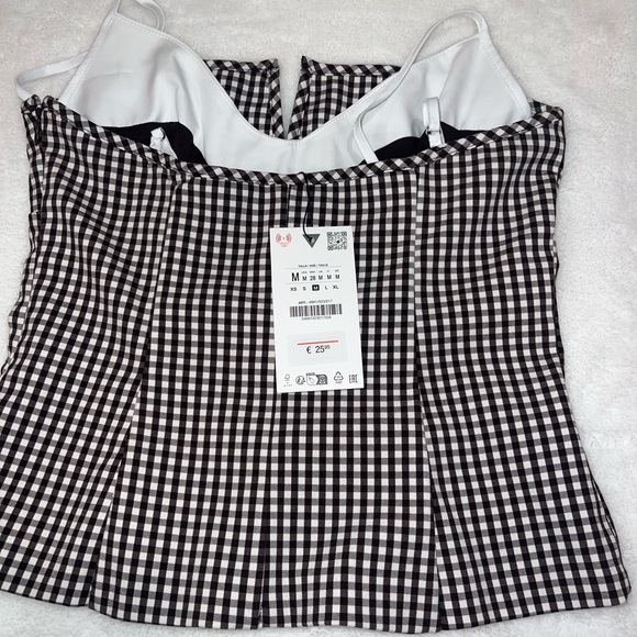 Zara Black and White Checkered Blouse - Picture 4 of 5